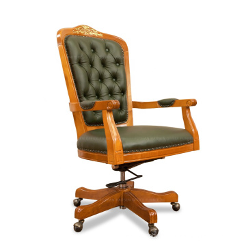 K204 Classic Wooden and leather swivel executive office High back Chair